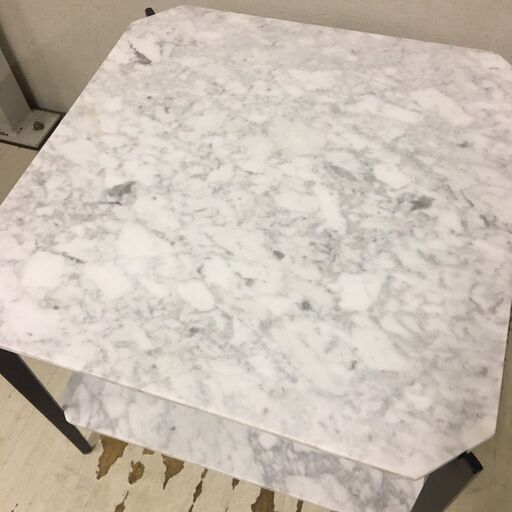  25023  大理石サイドテーブル　2段　幅50cm    ◆大阪市内・東大阪市他 6,000円以上ご購入で無料配達いたします！◆ 