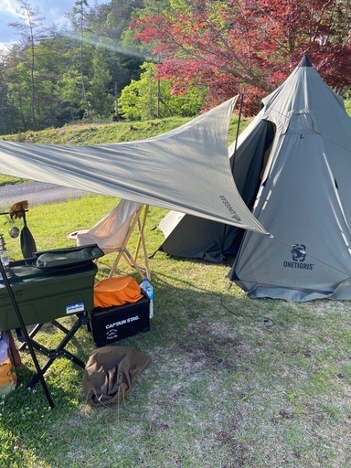 決まりました。ワンティグリスTCテント美品　2名〜3名用　タープセット