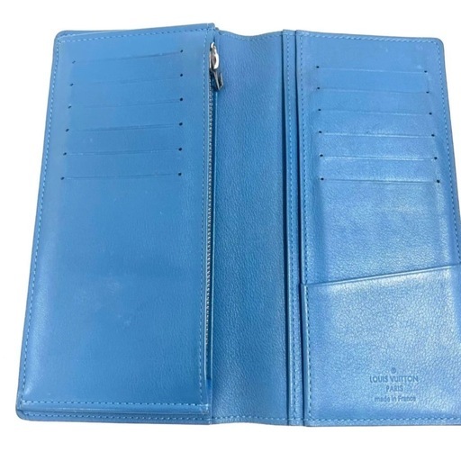 【美品】LOUIS VUITTON ルイヴィトン タイガ 長財布 折り財布 ブルー 水色