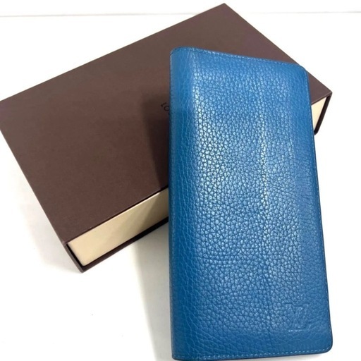 【美品】LOUIS VUITTON ルイヴィトン タイガ 長財布 折り財布 ブルー 水色