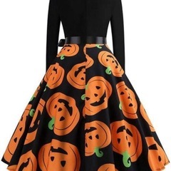ハロウィン　魔女ワンピースと帽子　ステッキ　セット　レディースの画像