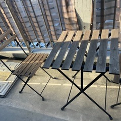 IKEA イケア 折りたたみ式テーブル&チェア2脚 屋外用 