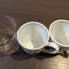 湯飲み　カップ　ガラスコップ　３点セットの画像