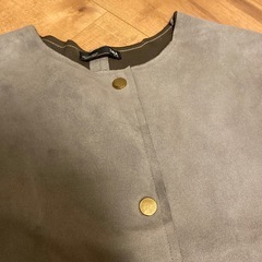 ZARA グレー スエード風ロングコートの画像