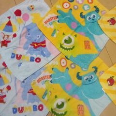紐付きタオル 9枚セット ディズニー柄 記名あり5枚と記名なし4枚の画像