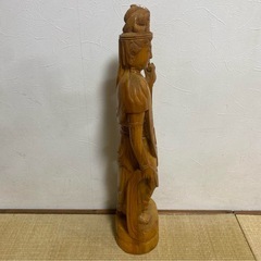 観音菩薩 木彫 仏教美術 高さ 61.0cm 置物 縁起物 魔除け 木彫り 和風の画像