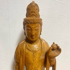 観音菩薩 木彫 仏教美術 高さ 61.0cm 置物 縁起物 魔除け 木彫り 和風の画像