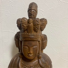 木彫 十一面観音像 置物 仏教美術 仏像 高さ(約)61cm 縁起物 魔除けの画像