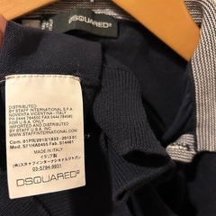 【美品✨上質生地】Dsquared2（ディースクエアード）ポロシャツ／ネイビー×ピンクライン／高級感ある一着！の画像