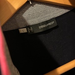 【美品✨上質生地】Dsquared2（ディースクエアード）ポロシャツ／ネイビー×ピンクライン／高級感ある一着！の画像