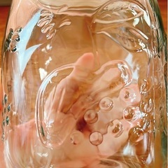 果物レリーフ ガラス保存瓶 ねじ式フタ付き 昭和レトロ キッチン雑貨の画像