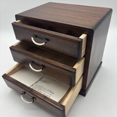 からくりたんす 木製 三段 ミニ箪笥 和家具 小物入れ 収納 からくり引き出し 秘密箱 伝統工芸 インテリア 説明紙付 レトロ 古民家風の画像