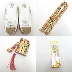 子供着物 女児 筥迫セット 7点セット オレンジ×白×黒×金 桜 市松 横段 女の子 七五三 はこせこ キッズ ハコセコ【中古】 【キモノオフ野々市若松店】の画像