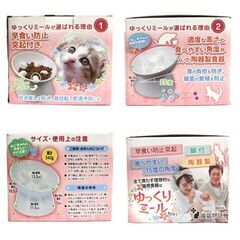 【JY-197】【未使用・新品】猫専用食器 ゆっくりミール 早食い防止突起 食べやすい15度の角度 陶器製の画像