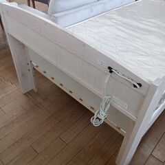 ★ジモティ割あり★  シングルベッドセット ホワイト H82×D210×W105 クリーニング済み TK6583TKKAGU の画像
