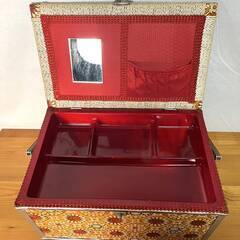 【S121】昭和レトロ/裁縫箱/化粧箱/メイクボックス/ソーイングボックス/アンティーク/小物入れ/レトロ/収納ボックス/中古/現状品の画像