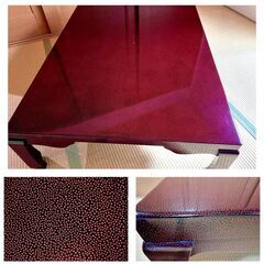 貴重・高級】津軽塗 七々子塗 黒（赤種）座卓 特徴的な羽根脚