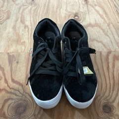 オシャレ🍀靴👟スニーカー厚底レディース24.0cm汚れアリ💦厚底スニーカー黒の画像
