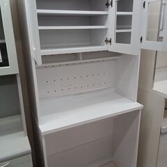 *お値段見直しました*リユースのサカイ栃木店★ジモティ割あり★  食器棚 ホワイト W90×D41.5×H183 クリーニング済み TC10762の画像
