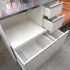 ステンレス天板 ミドルレンジボード ホワイト 幅90.5㎝×奥行45.5㎝×高さ85㎝ キッチンボード キッチンカウンター 西岡店の画像