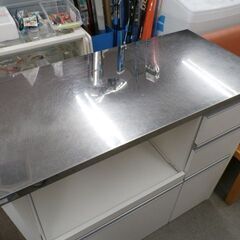 ステンレス天板 ミドルレンジボード ホワイト 幅90.5㎝×奥行45.5㎝×高さ85㎝ キッチンボード キッチンカウンター 西岡店の画像