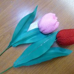 ハンドメイド　ちりめん　チューリップの画像