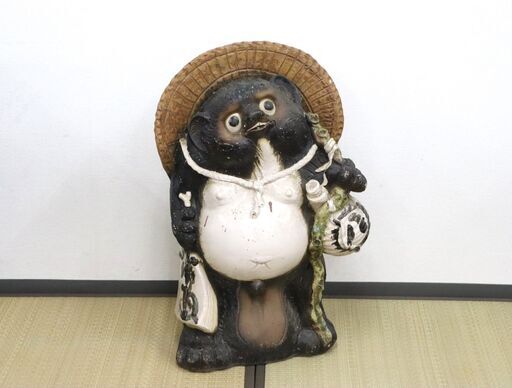 ≪ZU1763ジ≫ 信楽焼 狸/たぬき/タヌキ 大型 置物 全高約80㎝ インテリア/飾り物/置き飾り 縁起物/商売繁盛/八相縁起