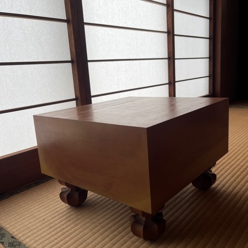 将棋盤セット　脚付き　へそ付き　駒台　将棋駒二箱　板厚14.5㎝