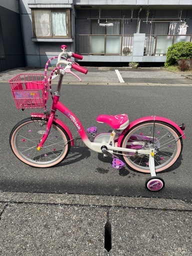 幼児自転車18インチ　キッズサイクル　園児〜小学校低学年　ミニーマウス　アイデス　ミニーマウスポッピンリボン　かわいい自転車