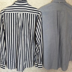 メンズシャツ2枚セット（デニム調Lサイズ／ストライプMサイズ）の画像