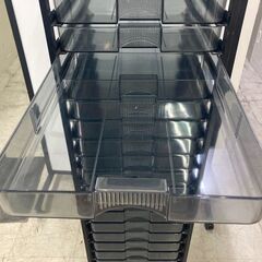 中古　レターケース　28段　縦型　スリム　スチール　クリアトレー　キャスター付　300×400×1385　の画像