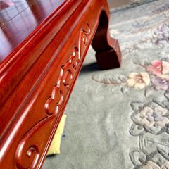 カリモク　高級座卓　透かし彫り　花梨 カリモク高級座卓透かし彫り花梨