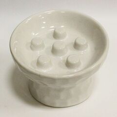 【JY-200】【未使用・新品】早食い防止モデル 猫 フードボウル 餌入れ 陶器 ペット ホワイトの画像