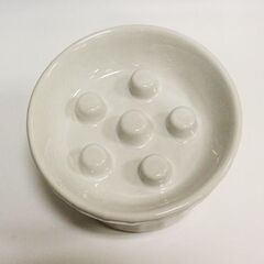 【JY-200】【未使用・新品】早食い防止モデル 猫 フードボウル 餌入れ 陶器 ペット ホワイトの画像