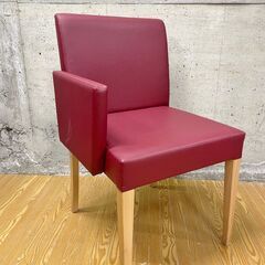 ③ PROCEED プロシード 右アームチェア 片側アームチェア ダイニングチェア アームイス 椅子 1脚 ワインレッド 合皮 の画像