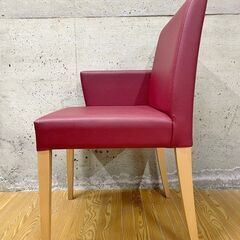 ③ PROCEED プロシード 右アームチェア 片側アームチェア ダイニングチェア アームイス 椅子 1脚 ワインレッド 合皮 の画像