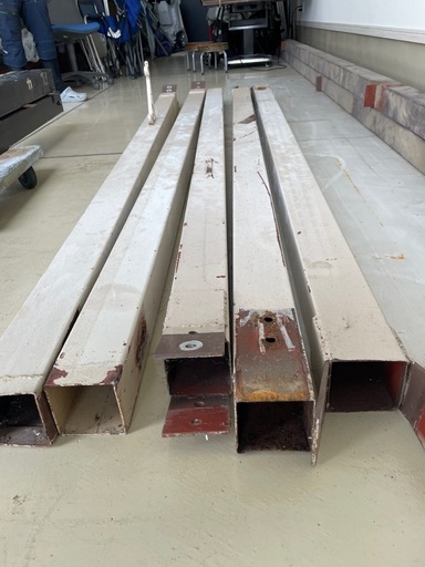 角パイ　鉄製　DIY 素材　資材　材料　5本 長さ2556mm 100×100 厚み3mm