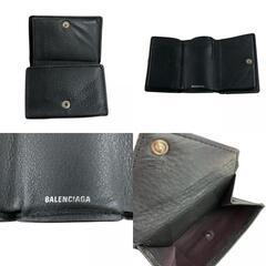 186005 BALENCIAGA バレンシアガ 三つ折り財布 ペーパーミニウォレット 391446  ブラック レザー [0000000000412]の画像