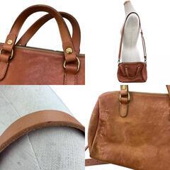 186000 現状品 IL BISONTE イルビゾンテ IL BISONTE ミニボストン 2WAY ショルダーバッグ ブラウン レザー レディース [0000000000422]の画像