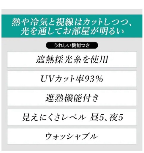 【新品未使用】ニトリ 遮熱・遮像・採光レースカーテン(WV 幅130×丈208×2枚)