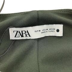 186004 新品未使用 ZARA ザラ ロングドレス ワンピース M ダークグリーン 定価7590円 ポリエステル [0000000000481]の画像