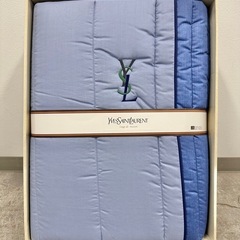SNT963 まとめて 2個 未使用 YVES SAINTLAURENT/イヴ・サンローラン キルケットブルー 肌掛け布団 タオルケット 保管品 寝具 布団 シングルの画像