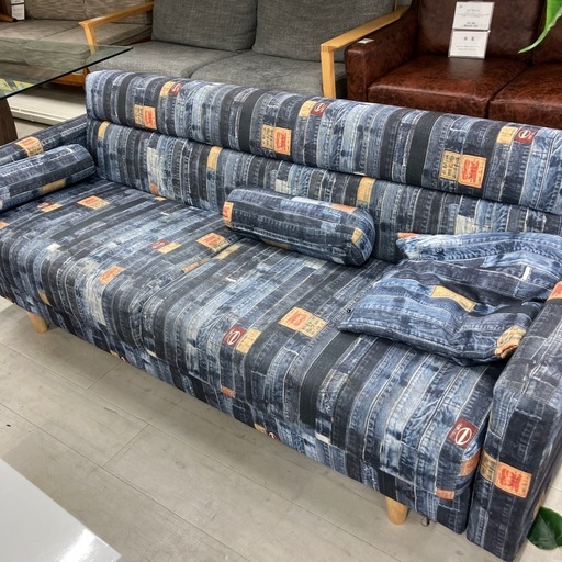 ソファーベッド　インディゴクッション付き　【トレファク堺福田店】