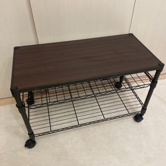 キャスター付きラック　キャビネット　収納家具　収納ラック　木製　ステンレスの画像