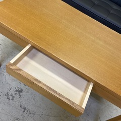 黒 合成皮革 2人掛けソファ＆木製長方形ローテーブル 引き出し付き の画像
