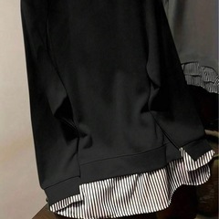 INAWLY  ストライプ  クルーネック ラグラン袖 スウェットシャツ　XLサイズ 中古の画像