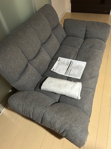 ニトリ　コンパクトソファ取り外し可能な脚つき(ポケットO GY)