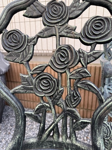 屋外 ローズディザイガーデンベンチ&チェア3脚セット