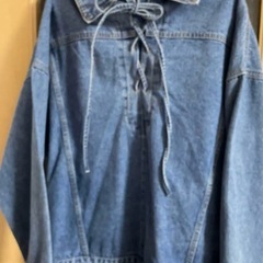 オーバーサイズ デニム ジャケット ゆったり リボンの画像