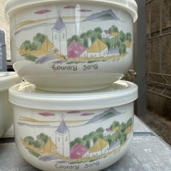 Country Song タッパー カントリー柄保存容器　陶器　３個セット　の画像